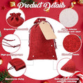 Gift Bags, 100 Burgundy Burlap Drawstring Pouches with Kraft Tags