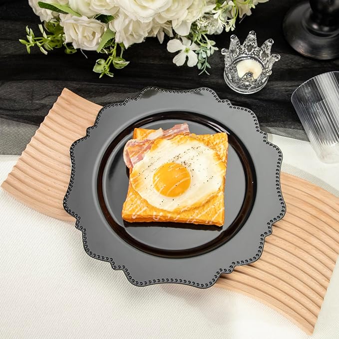 Dinner Plates, 9.5 Inch Black Disposable Plastic, Pack of 100