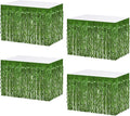4P Wavy Metallic Tinsel Foil Fringe Table Skirts for Rectangle Tables Backdrop Garland Curtains for Parade Floats Wedding Birthday Parties Decoration Graduation 2025 Christmas (Light Green)