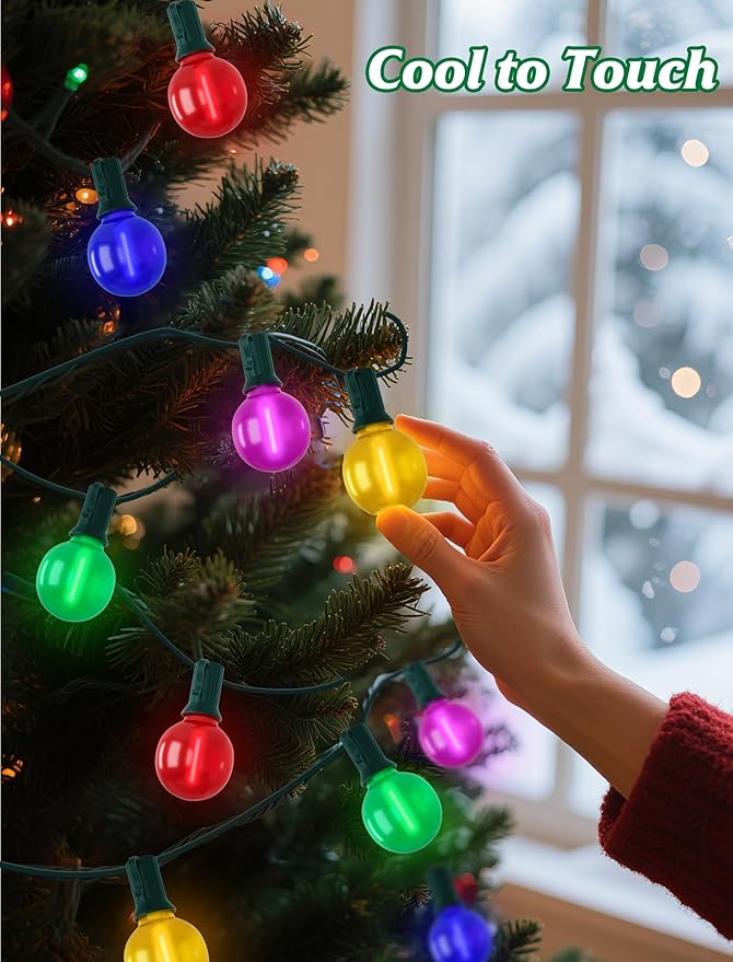 String Lights, 25 ft Frosted Multicolor G40 LED Globe Lights