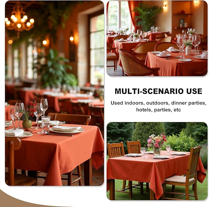 Fitable Rust Rectangle Tablecloths for 6 Foot Tables, 6 Pack - 70 x 108 Inches - Stain Resistant and Washable Fall Table Clothes, Polyester Fabric Table Covers for Wedding, Party, Banquet, Buffect
