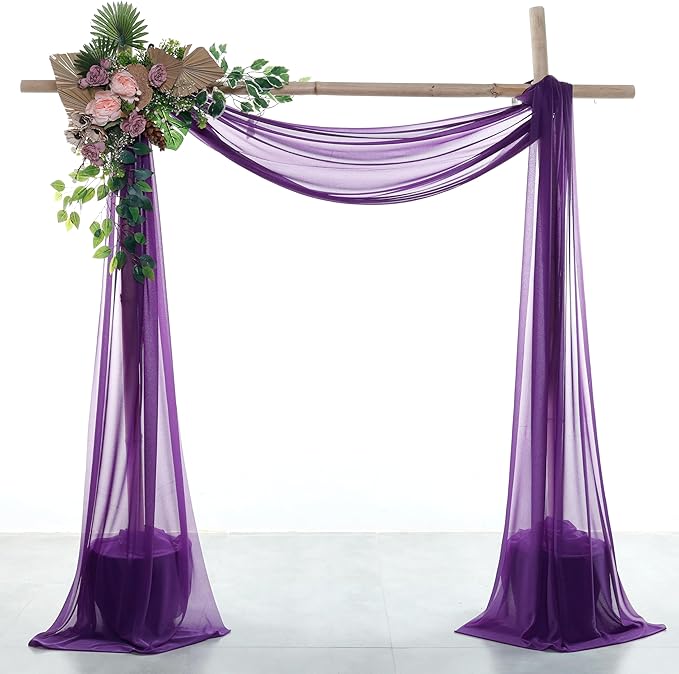 Sheer Fabric Panels 4 Pack, Purple Polyester Chiffon, 30 x 20 Ft