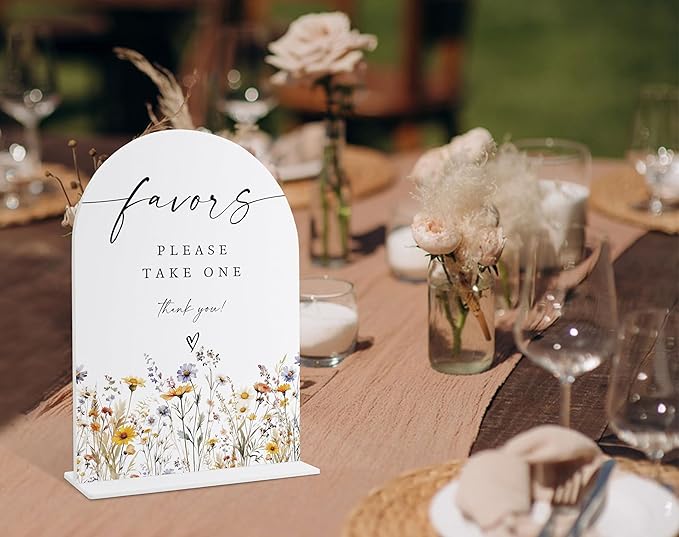 Wedding Signs for Ceremony and Reception, Boho Floral Acrylic Favors Please Take One Sign, Wedding Signage with Stand, Bridal Shower Table Centerpieces, Supplies for Engagement Reception Party, 31