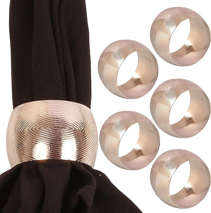Napkin Rings, Set of 6 Large Round Brass Holders