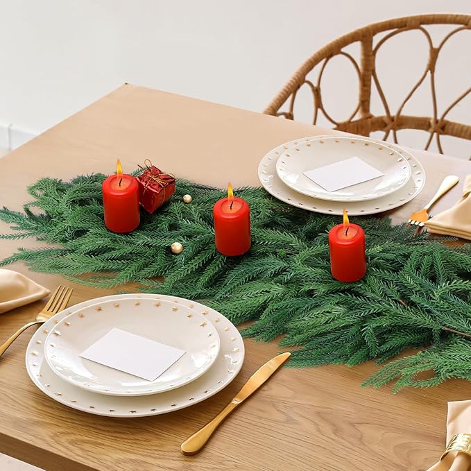 Garlands – Green Faux Norfolk Pine, 4 Pack of 6-Foot Christmas Decor