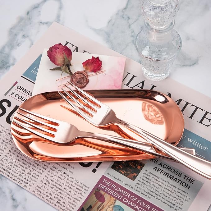 Forks, 200 Count Rose Gold Plastic Disposable, 7.4 Inch Length