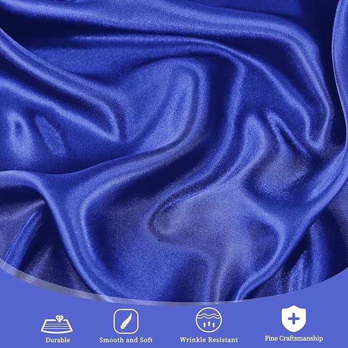 fani 12 Pack 120 Inch Royal Blue Satin Tablecloth - Silky Round Tablecloth Overlay Smooth Fabric Table Cover, Bright Table Decoration for Wedding Party Banquet Events Restaurant Kitchen Dining