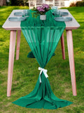 MDS 15 Pack 10ft Chiffon Table Runner 29 x 120 Inches Sheer Wedding Runner Romantic Rustic Table Runner for Wedding Decorations, Birthday Parties, Bridal Shower Party Arch Decor - Emerald Green