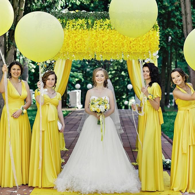 36 Pack Yellow Wisteria Hanging Flowers, 3.44 Ft Fake Hanging Flowers, Artificial Wisteria Garland Vines for Wedding Room Backdrop Outdoor Patio Garden Decoration