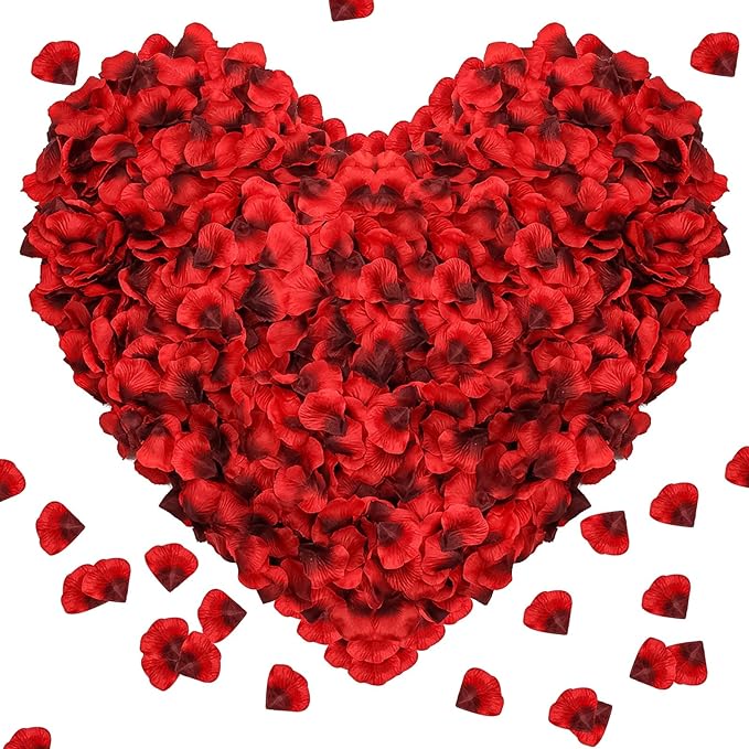 2000Pcs Rose Petals, Artificial Flower Petals Fake Rose Petals for Romantic Night,Wedding,Proposal Anniversary Flower Decorations (Big Red Dot Black, 2000pcs)