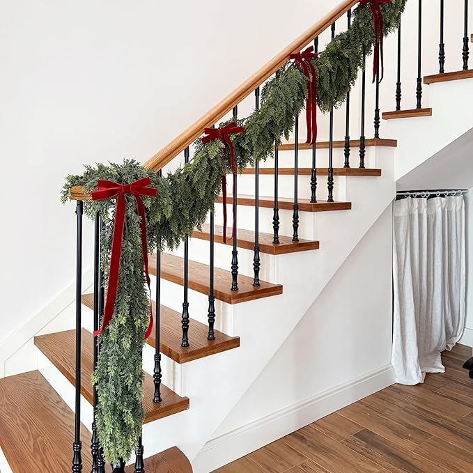 Garland - 12 Ft Green Artificial Cedar Garland with Flexible Wire