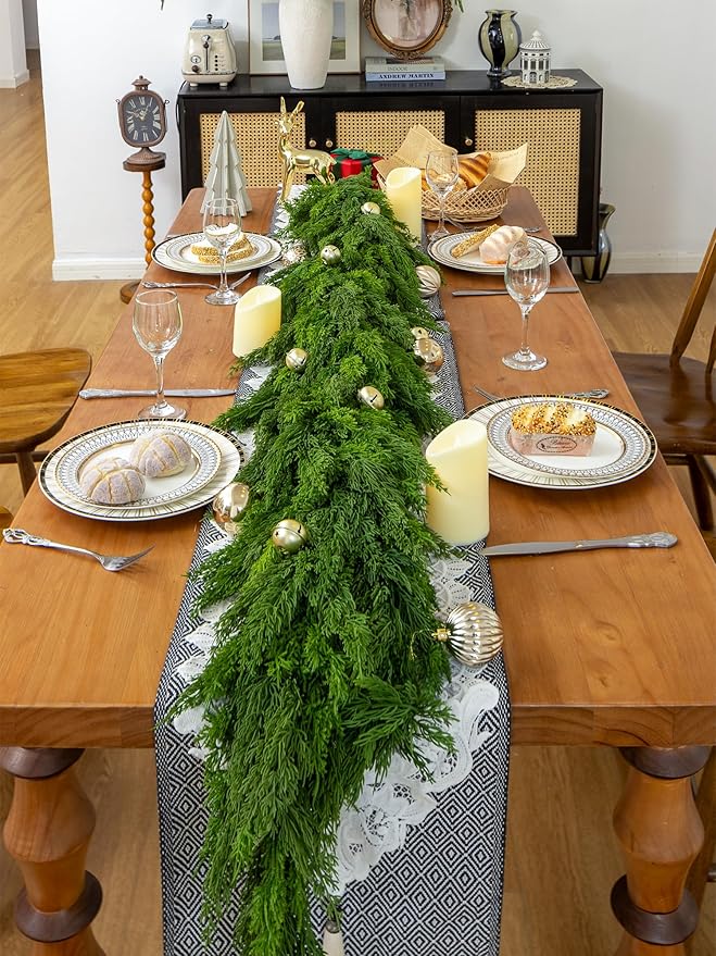 Garland 6 Ft Extra Full Dark Green Faux Cypress Pine for Christmas