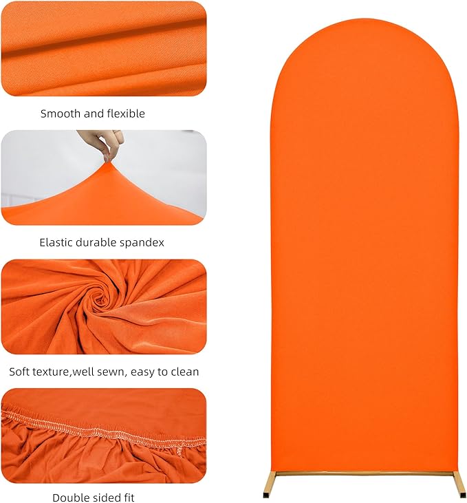 Wedding Arch Cover Spandex Arch Backdrop Cover 7.2FT Arch Stand Cover Arch Covers Stretchy Backdrop for Wedding Birthday Party Decoration Baby Shower Banquet (Candy Orange)