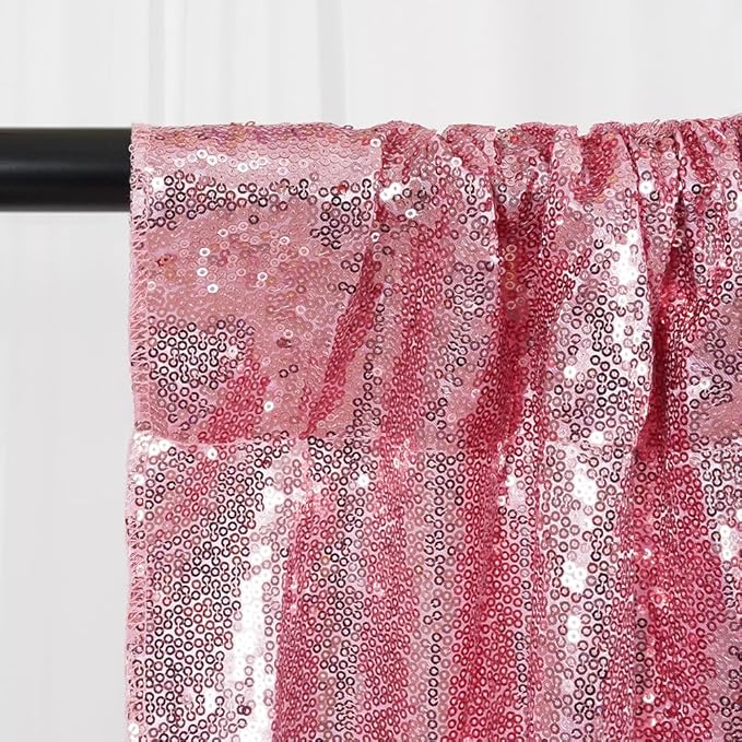 SquarePie Sequin Backdrop Curtain Not See Through Thick Glitter Background for Party 6FT x 6FT Fuchsia Pink