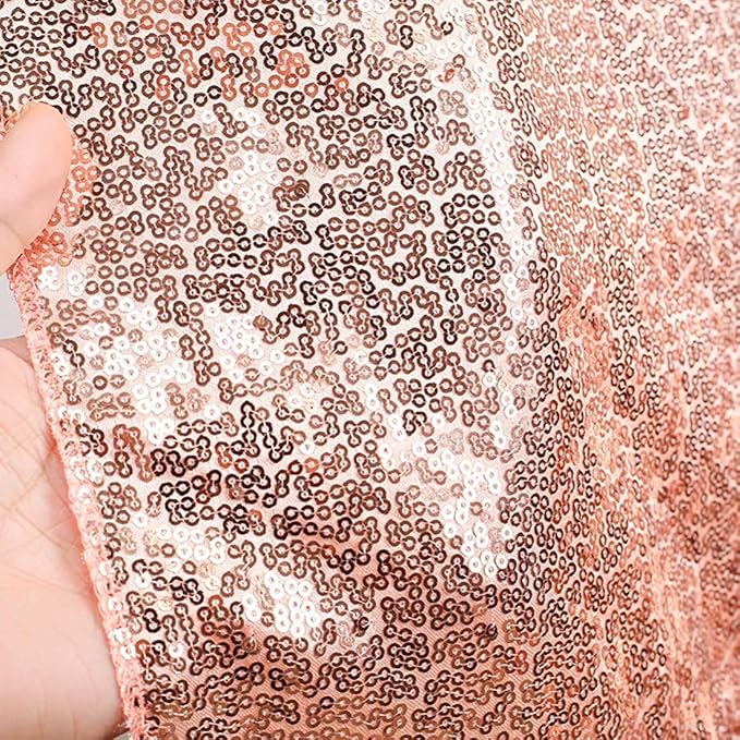 Poise3EHome 6Ft x 6Ft Rose Gold Sequin Backdrop Curtain, Glitter Thick Satin Background Drapes, Sparkly Opaque Photography Curtain, Sequence Xmas Thanksgiving Backdrop for Wedding Party Decor