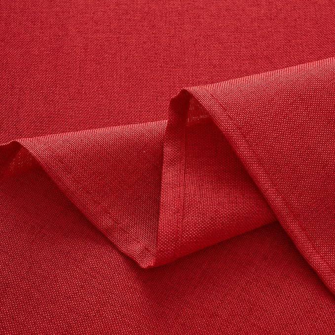 NLMUVW Red Linen Tablecloth Round, Water Resistant Textured Table Cloth Christmas Table Cover for Kitchen Dining Coffee Patry, 36 Inch
