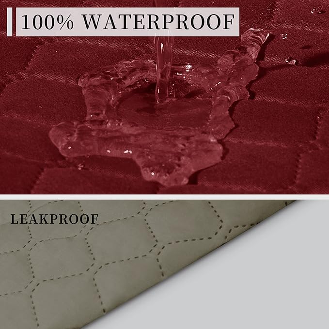 Sofa Slipcovers Waterproof Reversible Polyester, Christmas Red/Beige