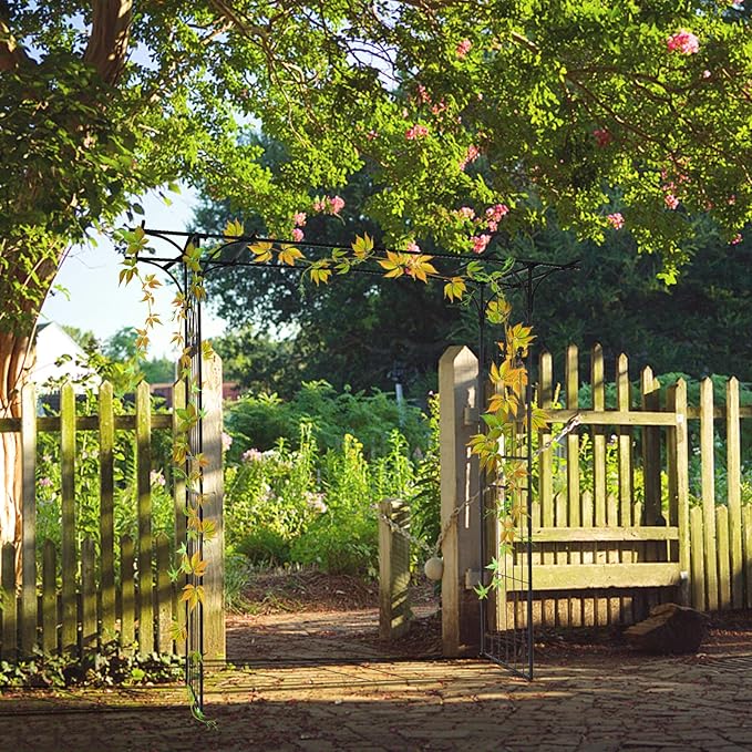 Garden Arbor Arch, Black Iron, 28 x 75 Inch Outdoor Archway