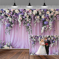 5x4ft Purple Lavender Floral Bridal Backdrop Wedding Flower Photography Backdrop for Girl Portrait Baby Shower Birthday Party Decor Banner Mother's Day Party Wall Backdrop Studio Photo Backgrounds