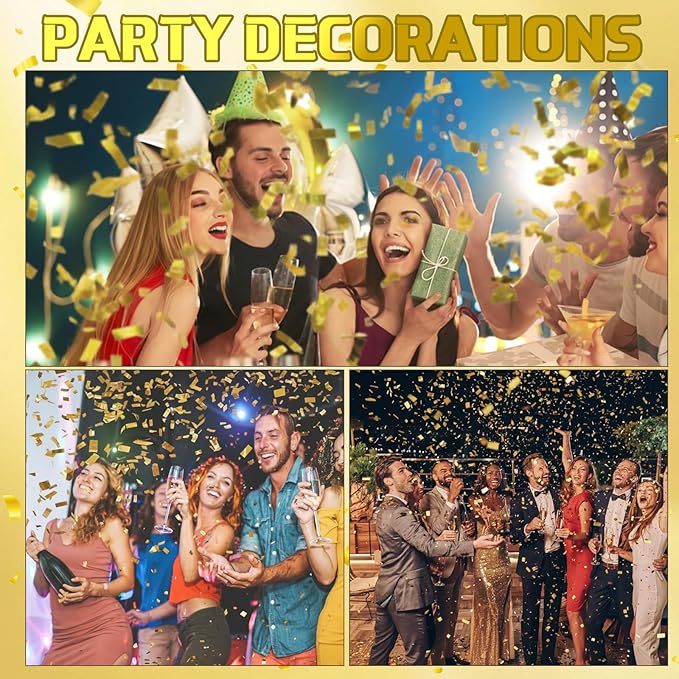 Gold Metallic Foil Confetti Strips, 1000 Grams for Party Decor
