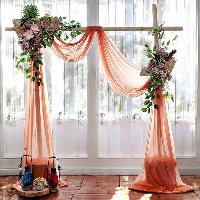 MDS Halloween Chiffon Draping Fabric - 1 Panel, 30" Wide x 75ft Long - Sheer Spooky Arbor & Canopy Drapery for Haunted House Backdrops, Party Ceilings, DIY Costumes & Themed Events - Terracotta