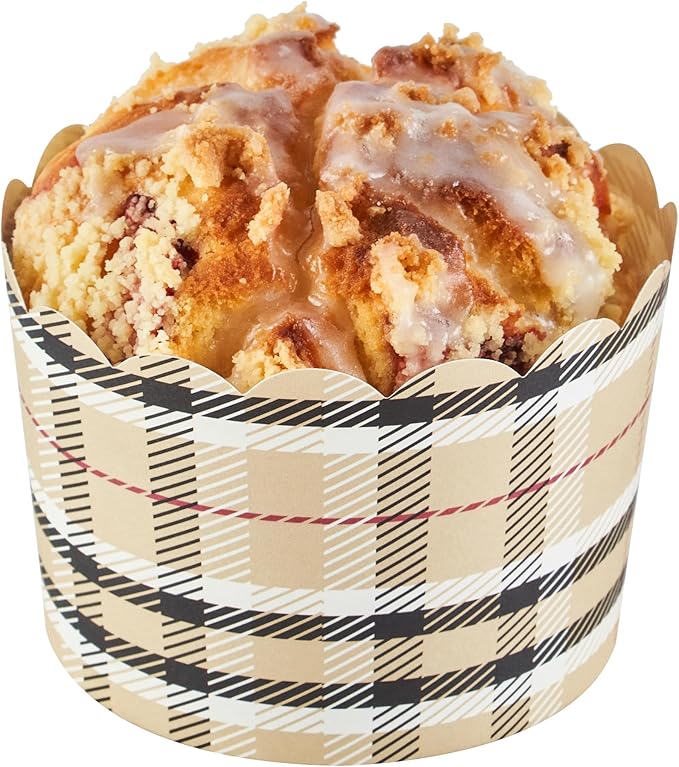 Panificio 10 Ounce Cupcake Wrappers, 200 Scalloped Baking Cups - Oven-Ready, Greaseproof, Plaid Paper Cupcake Liners, Disposable, For Birthdays, Baby Showers, Or Weddings - Restaurantware