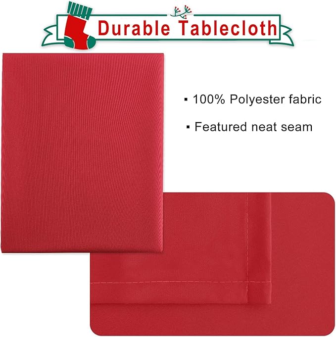 Hiasan Red Tablecloth Rectangle - Wrinkle Resistant and Waterproof Dining Room Washable Christmas Table Cloth, Polyester, 54 x 120 Inch