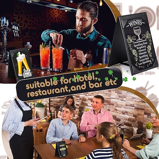 Gerrii Leatherette Table Tents Black PU Leather Menu Covers Bulk Double Sided Frame Sign Holders 2 Side Drink Dessert Menu Folders for Restaurant Coffee Cafe Bar Wedding Supplies(40 Pack,4 x 6 Inch)