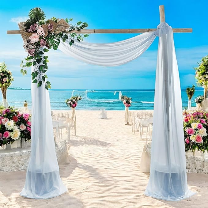 MDS Halloween Chiffon Draping Fabric - 1 Panel, 30" Wide x 100ft Long - Sheer Spooky Arbor & Canopy Drapery for Haunted House Backdrops, Party Ceilings, DIY Costumes & Themed Events - Baby Blue