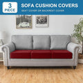 Sofa Slipcovers Stretch Velvet Cushion Covers, 3-Piece in Christmas Red
