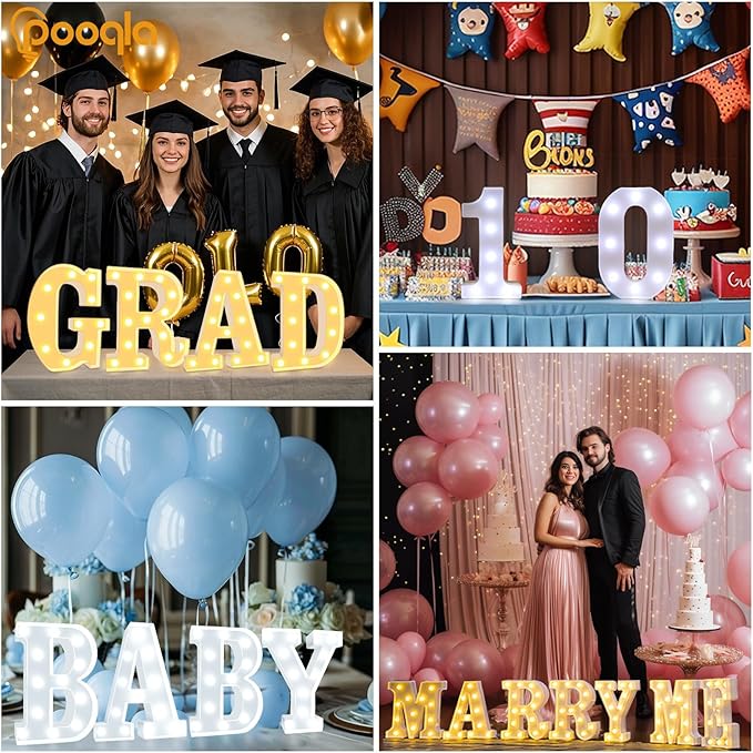 Pooqla LED Marquee Letter Lights, Warm White and Cool White Decorative Lighted Letters, Light Up Alphabet Letters for Boys Girls, Party, Wedding, Bar, Night Light, Birthday Decoration, Letter S