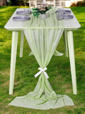 MDS Halloween Chiffon Table Runner - 1 Pack, 29 x 170 Inches, 14ft Each - Sheer Spooky Table Runners for Haunted House Parties, Trick-or-Treat Tables, Witchy Décor, Wedding & Events - Sage Green