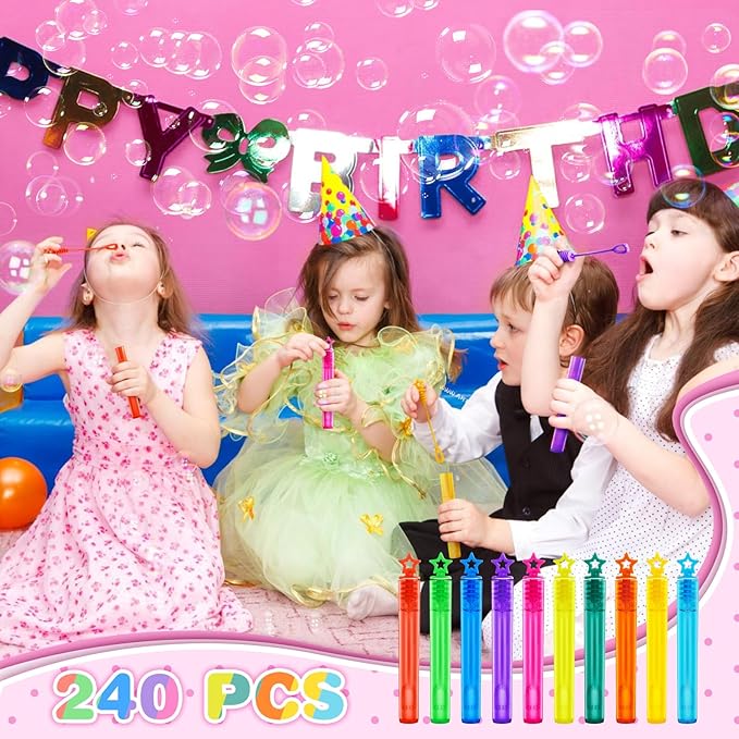 SpringFlower 240 Pieces Mini Bubble Wands, Party Favors Assortment Toys for Kids,Themed Birthday, Halloween, Goodie Bags, Carnival Prizes, Wedding, Bubble Maker Outdoor Gifts for Girls & Boys