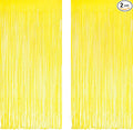 Yellow Streamers Party Backdrop - GREATRIL Foil Fringe for Pineapple/Lemon/Truck/Race Birthdays Party Decoration - 3.2ft X 8.2ft - 2 Packs