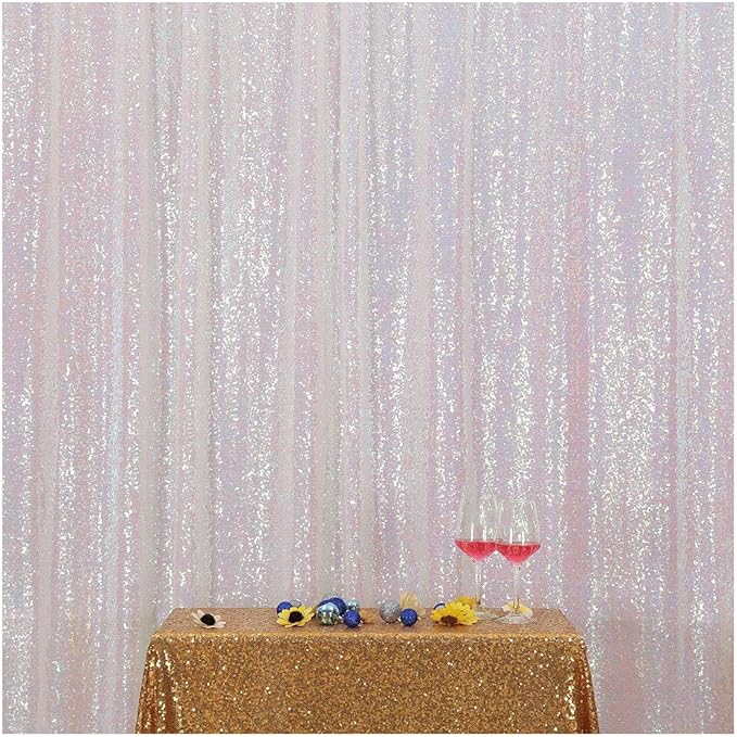 Poise3EHome 5FT x 7FT Iridescent Sequin Photography Backdrop Curtain for Party Decoration