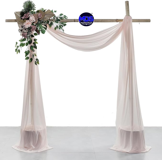 MDS Halloween Chiffon Draping Fabric - 1 Panel, 30" Wide x 30ft Long - Sheer Spooky Arbor & Canopy Drapery for Haunted House Backdrops, Party Ceilings, DIY Costumes & Themed Events - Nude