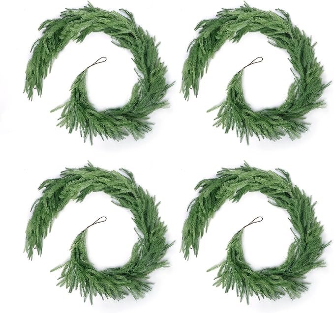 Garlands, Faux Norfolk Pine, 4 Pack, 9 Ft Each, Green