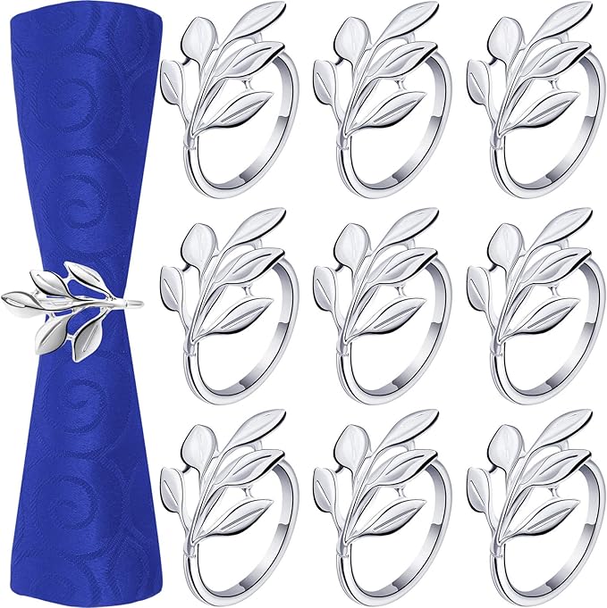 Napkin Rings Set of 200 Leaf-Shaped Silver Zinc Alloy Napkin Holders