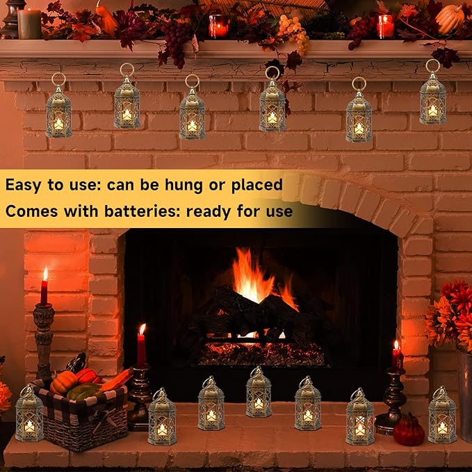 Decorative Candle Lantern with Brushed Brass Finish, 5 Inch Mini LED