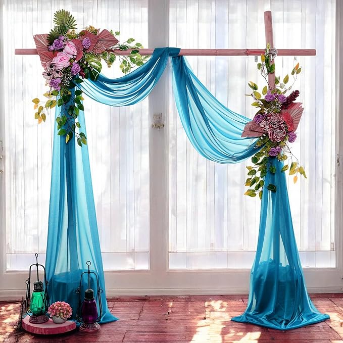 MDS Halloween Chiffon Draping Fabric - 2 Panel, 30" Wide x 75ft Long - Sheer Spooky Arbor & Canopy Drapery for Haunted House Backdrops, Party Ceilings, DIY Costumes & Themed Events - Dark Teal