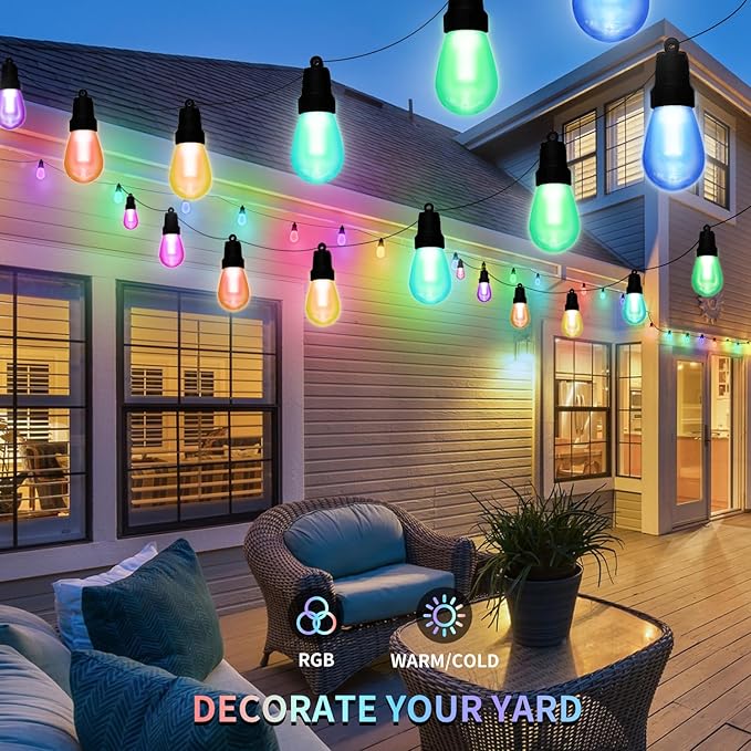 LED String Lights 75 FT Outdoor Patio Lights with App Control