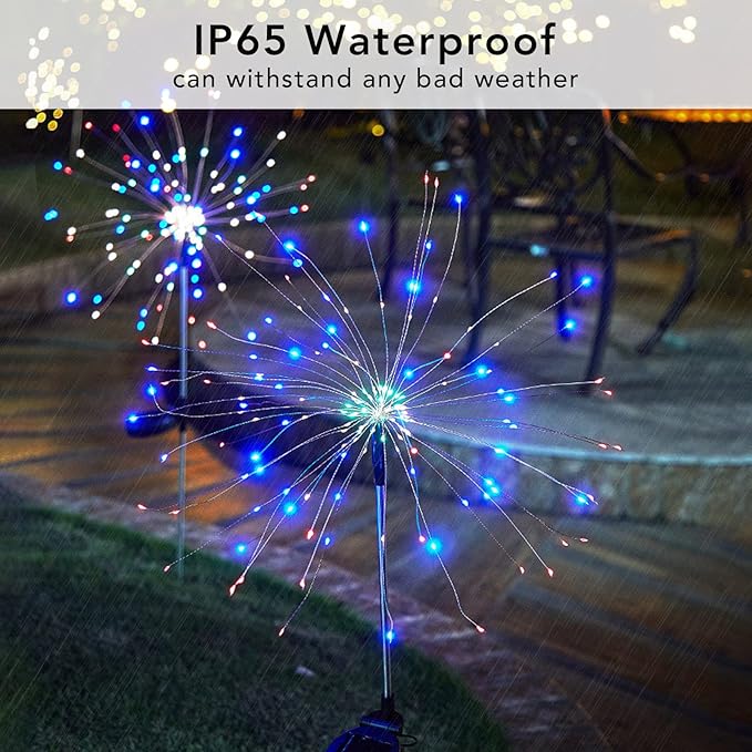 Solar String Lights 4 Pack with 120 LED Multicolor Waterproof Stakes