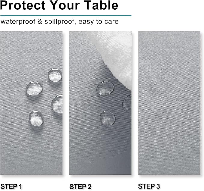 Hiasan Silver Grey Tablecloth for Rectangle Tables - Waterproof and Spillproof Washable Fabric Table Cloth for Dining Room Kitchen Party, 60 x 102 Inch
