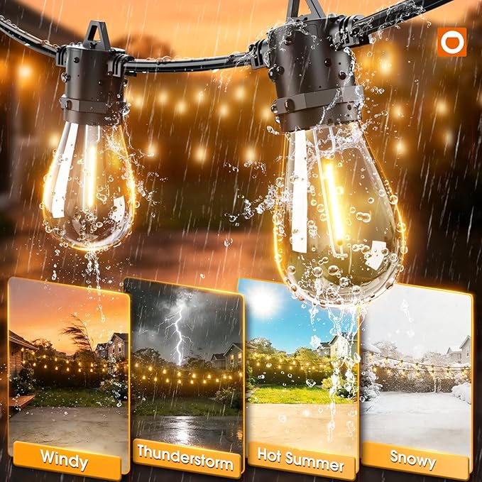 Outdoor LED String Lights, 200 FT Black Edison Bulbs