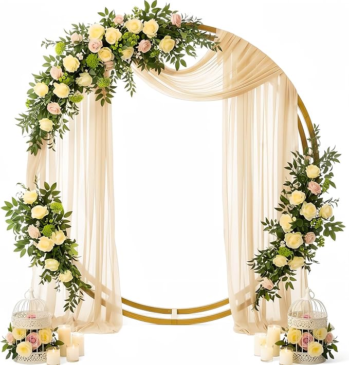 Wedding Arch Draping Fabric 29" x 19Ft Sheer Drapes for Backdrop Wedding Ceremony Reception Ceiling Decor Curtain Baby Bridal Shower Decoration (Champagne, 1 Panel)