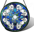 Stained Glass Window Hanging, Boho Style Sun Catchers Diamond Glass Panel Hangings Tiffany Suncatcher Decor for Birthday for Women, Men, Wife, Aunt, and Mom 6.3 in