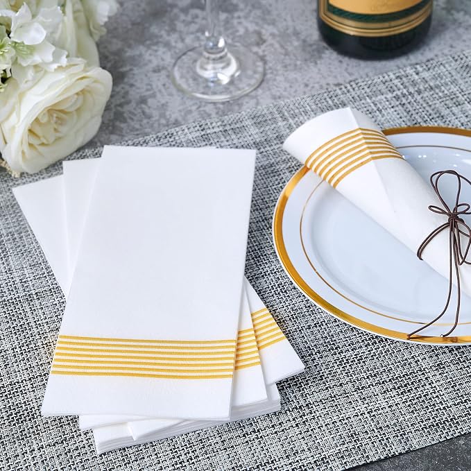 Gold Disposable Paper Napkins, 300 Count, 12 x 17 Inch 1-Ply