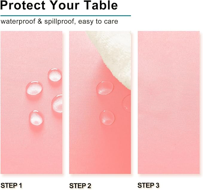 Hiasan Rose Pink Tablecloth for Rectangle Tables - Waterproof and Spillproof Washable Fabric Table Cloth for Dining Room Kitchen Party, 60 x 102 Inch