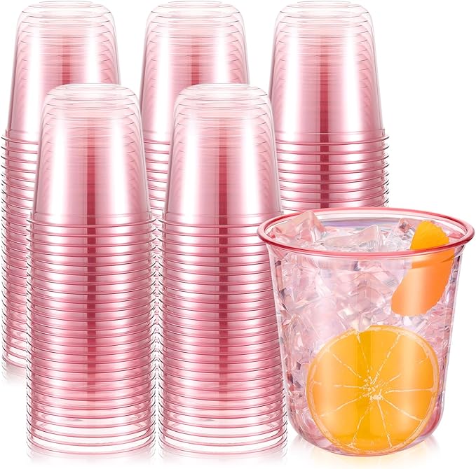 Disposable Plastic Wine Glasses, 100 Count, 12 oz Stemless Party Cups