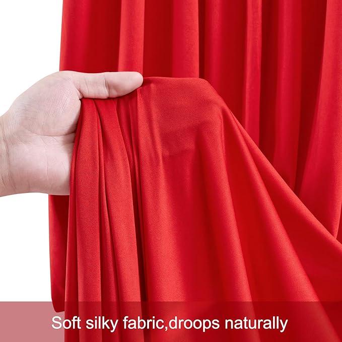 Red Backdrop Curtains, Wrinkle-Free Soft Fabric, Set of 10 Panels